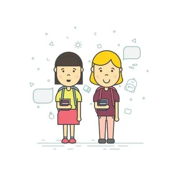 Cute pupils students Stock Illustration