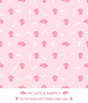 Cute Puppy and Bone Seamless Pattern on Pastel Pink Background Stock Illustration