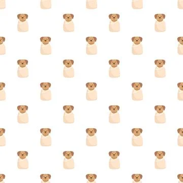 Cute puppy dog characters swaddled seamless pattern repeating Stock Illustration