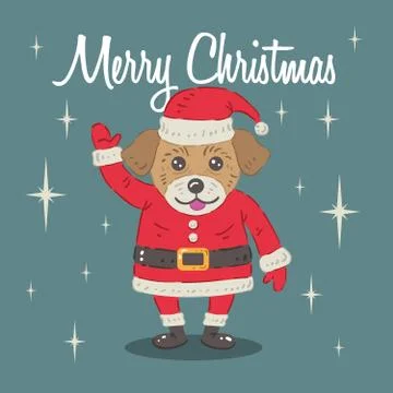 Cute Puppy Santa Claus Stock Illustration