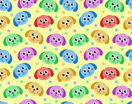 Cute puppy seamless pattern. Dog repetitive texture. Children endless background Stock Illustration