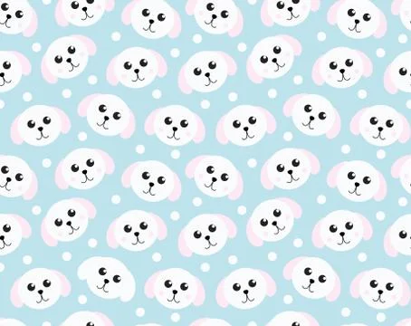 Cute puppy seamless pattern. Dog repetitive texture. Children endless background Illustrazione stock