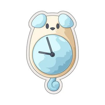 Cute Puppy Shaped Clock Sticker illustration Illustrazione stock