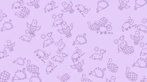 Cute Purple Animal Doodle Pattern Background. Stock Footage 319219370