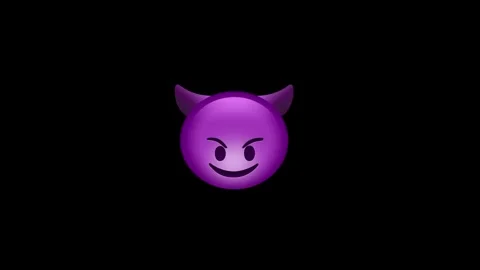 Cute purple devil egg smiling animation on black background Stock Footage 329406586