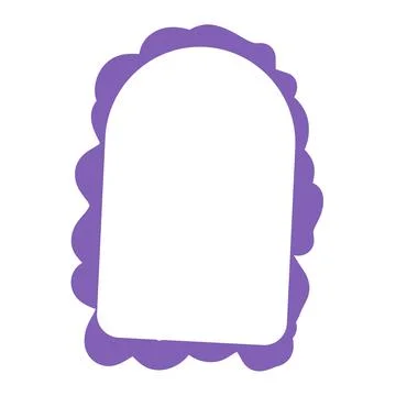 Cute purple doodle frame with wavy edge hand drawn arch shape border for photo Stock-Illustration