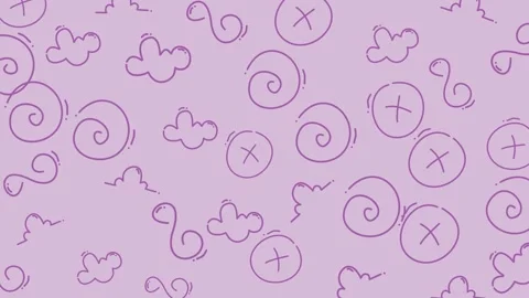 Cute Purple Doodle Pattern with Clouds, Spirals, and Berries. Stock Footage 318941203