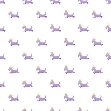 Cute purple goat pattern on white background Stock Illustration