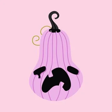 Cute purple pumpkin with spooky ghost face Stock Illustration