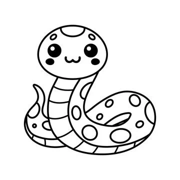 Cute Python Vector Illustration Jungle Coloring Page Stock Illustration