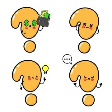 Cute question mark characters expressing different emotions and ideas Stock-Illustration
