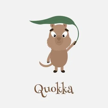 A Cute Quokka with leaf Vector Illustration Stock Illustration