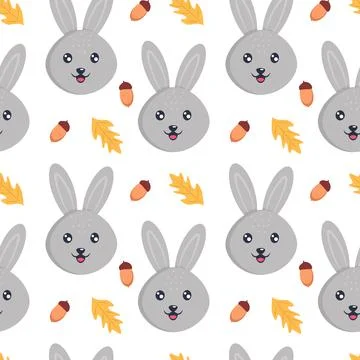 Cute rabbit with acorns Stock Illustration