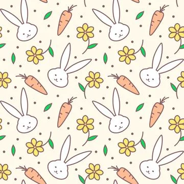 Cute rabbit and carrot colored seamless pattern Illustrazione stock