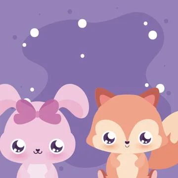 Cute rabbit and squirrel cartoon vector design Illustrazione stock