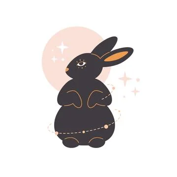 Cute rabbit with astrology elements. Year of the Rabbit. Vector illustration 스톡 일러스트