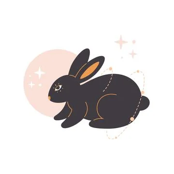 Cute rabbit with astrology elements. Year of the Rabbit. 스톡 일러스트