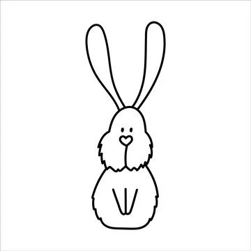 A cute rabbit with big ears sitting. Stock Illustration