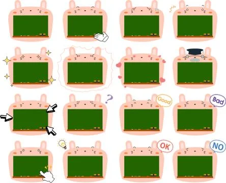 Cute Rabbit blackboard set Stock Illustration
