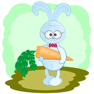 Cute rabbit with carrot Stock Illustration
