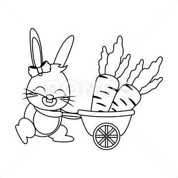 Cute rabbit carrots in stroller Stock Illustrationen