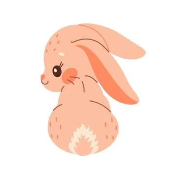 Cute rabbit. Cartoon easter Bunny. Kawaii bunny Sitting, rear view, trendy flat Illustrazione stock