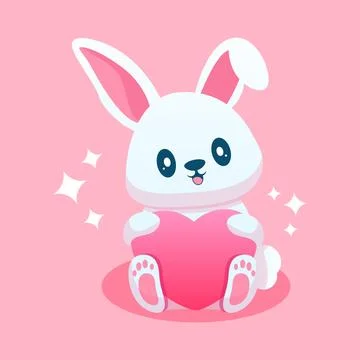 Cute rabbit cartoon with love Stock Illustration