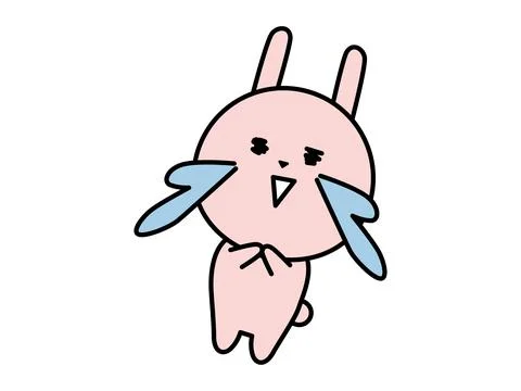 A cute rabbit character cry with joy. Stock Illustration