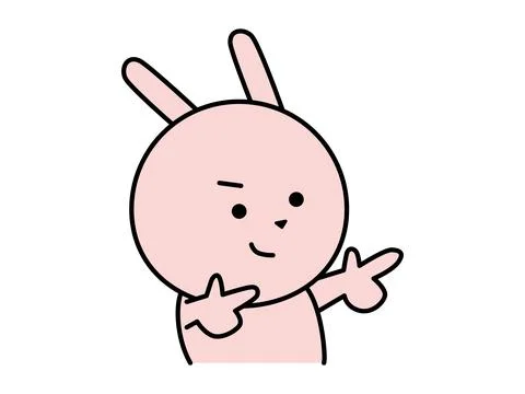 A cute rabbit character does a pointing pose. Stock Illustration