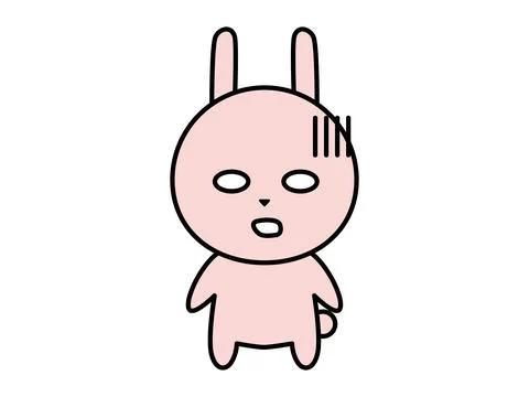 Cute rabbit character gets shocked. Stock Illustration