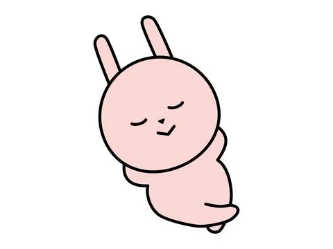 A cute rabbit character lies down. Stock Illustration