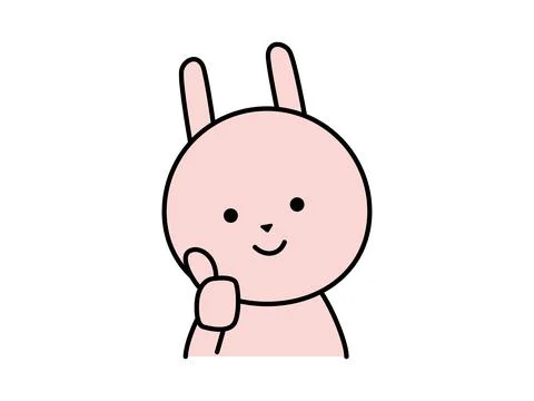A cute rabbit character makes a good hand sign. Stock Illustration