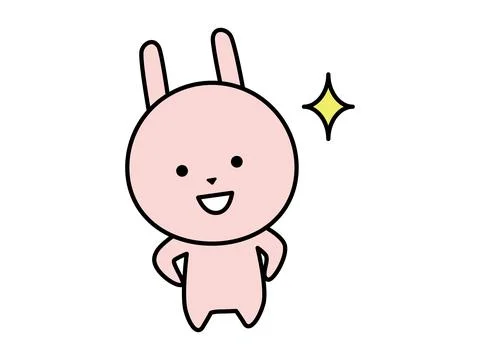 A cute rabbit character makes a proud face. Stock Illustration