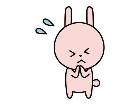 A cute rabbit character poses sorry. Stock Illustration