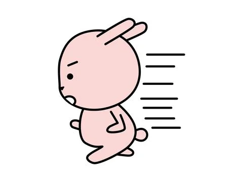 A cute rabbit character runs. Stock Illustration