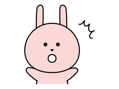 A cute rabbit character is surprised. Stock Illustration
