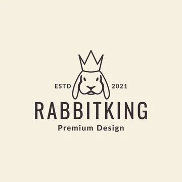 Cute rabbit with crown hipster logo symbol icon vector graphic design illus.. Stock Illustration