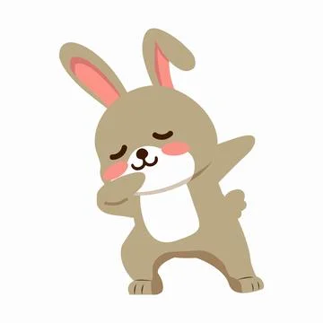 Cute rabbit dabbing dance vector Stock Illustration