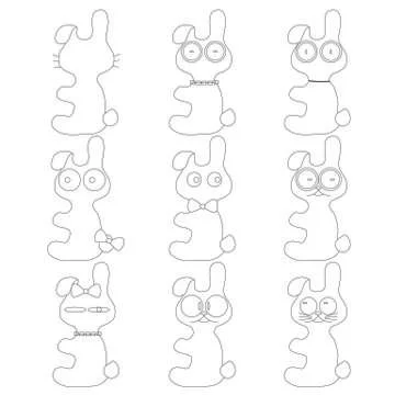 Cute rabbit doodle series, rabbit avatars, sketch line style icons. Flat rabbit Stock Illustration