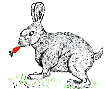 Cute Rabbit Drawing Stockillustratie