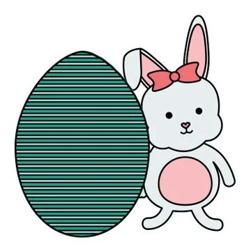Cute rabbit with easter egg painted Stockillustratie