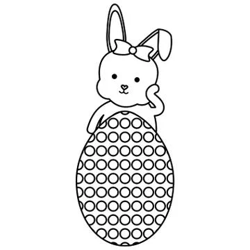 Cute rabbit with easter egg painted Stock Illustration