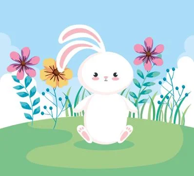 Cute rabbit of easter in landscape Illustrazione stock