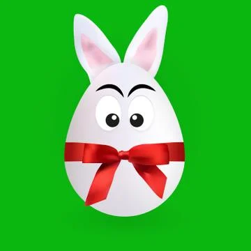 Cute rabbit egg character with green background, vectorfile Stock Illustration