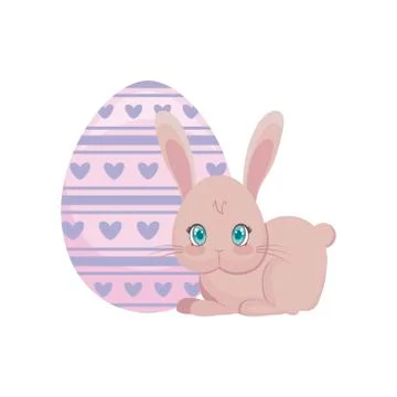 Cute rabbit with egg of easter Stock Illustration
