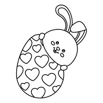Cute rabbit with egg easter isolated icon Stock Illustration
