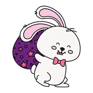 Cute rabbit with egg easter isolated icon Stock Illustration