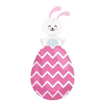 Cute rabbit with egg easter isolated icon Stock Illustration