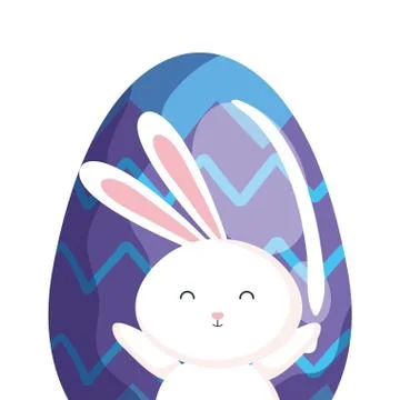 Cute rabbit with egg easter isolated icon Stock Illustration