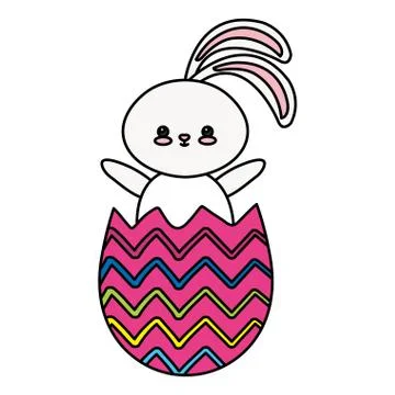 Cute rabbit in egg easter isolated icon Stock Illustration